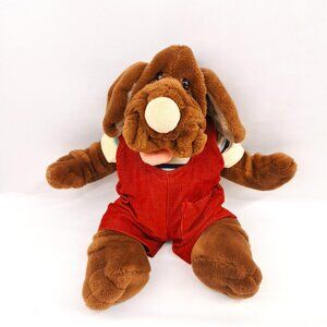 Vintage Wrinkles Dog Plush Hand Puppet Ganz Bros 1981 Plush Red Corduroy